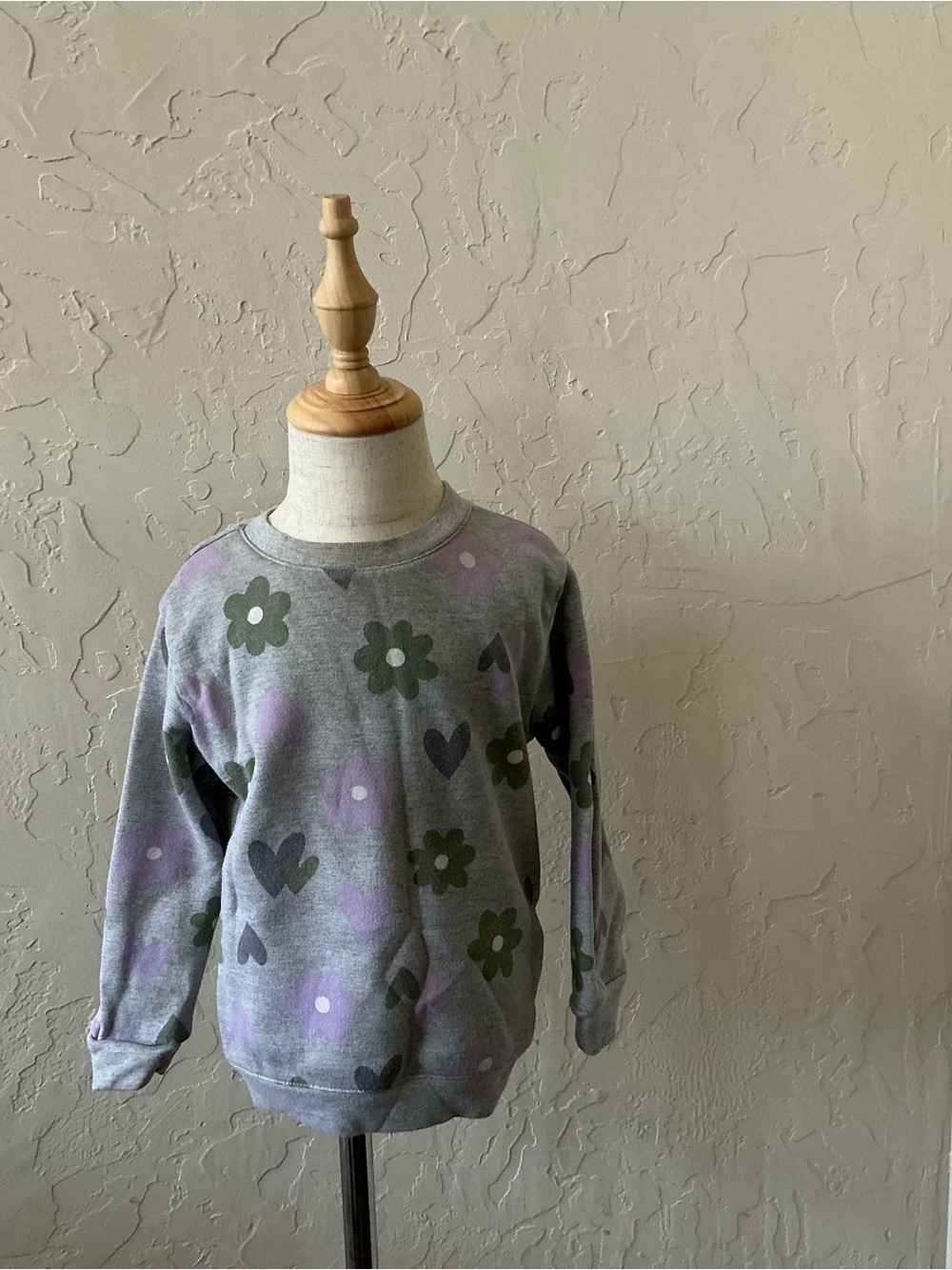 Garanimals Gray Sweatshirt with Green Flowers and Purple Accents